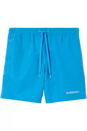 Burberry Men Swim Shorts - Logo-print drawstring swim shorts - Blue