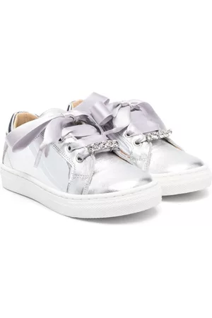 Andanines Girls Sneakers - Crystal-embellished leather sneakers - Silver