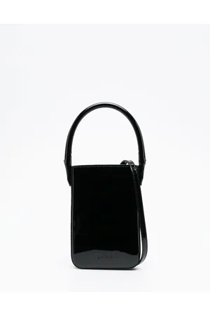 Black Patent Leather Fran Logo Plaque Tote Bag