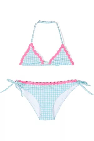 MC2 SAINT BARTH Girls Bikini Sets - Gingham-pattern bikini set - Blue