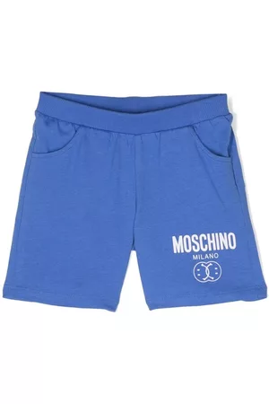 Moschino Shorts - Logo-print cotton shorts - Blue