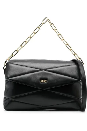 Dkny Lexington Dome Quilted Crossbody - Black/Gold