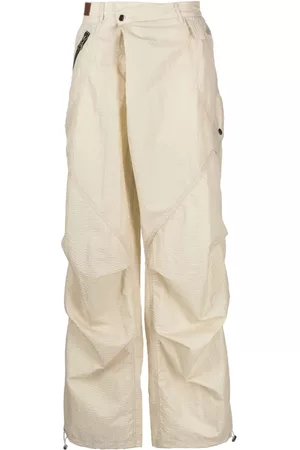Andersson Bell Men Wide Leg Pants - Gathered seersucker wide-leg trousers - Yellow