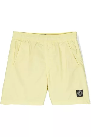 Stone Island Boys Shorts - Logo-patch elasticated-waist shorts - Yellow
