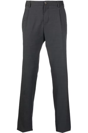PT Torino Men Formal Pants - Slim-cut wool tailored trousers - Grey