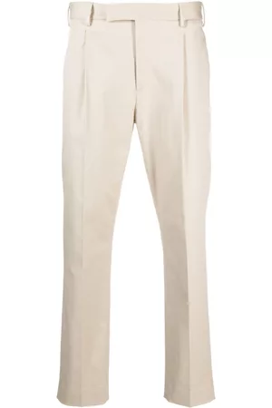 PT Torino Men Formal Pants - Stretch-cotton tailored trousers - Neutrals