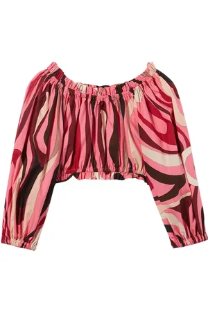 Puccini Abstract-print cropped blouse