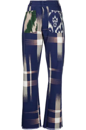 PIERRE-LOUIS MASCIA Pantaloni Drappa patchwork straight-leg jeans