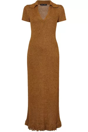 Proenza Schouler Women Fringe Dresses - Ribbon crochet fringe dress - Brown
