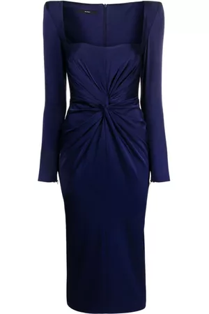 ALEX PERRY Women Bodycon Dresses - Alden gathered-detail fitted midi dress - Blue