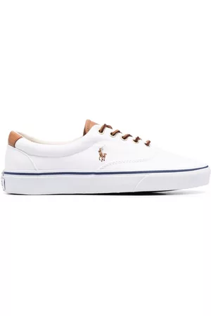 Ralph Lauren Men Low Top Sneakers - Polo Pony-embroidered sneakers - White