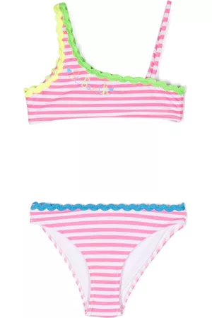 MC2 SAINT BARTH Girls Bikinis - Logo-embroidered striped-print bikini - Pink