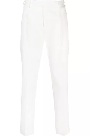 PT Torino Men Formal Pants - Stretch-cotton tailored trousers - White