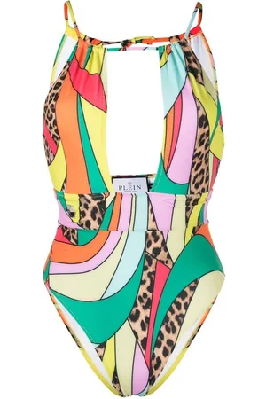 Philipp Plein Rainbow patchwork-print monokini
