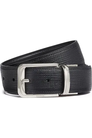 Ermenegildo Zegna Leather engraved logo belt