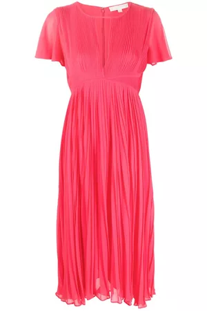 Michael Kors Women Midi Dresses - Pleated short-sleeve midi dress - Pink