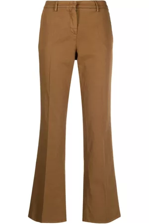 Boglioli Women Wide Leg Pants - Low-rise flared trousers - Brown