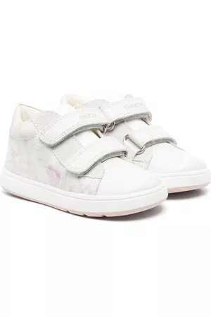Geox Girls Sneakers - Touch-strap leather sneakers - White