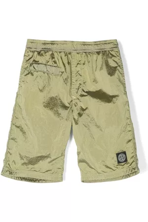 Stone Island Boys Shorts - Compass logo-patch shorts - Green
