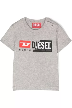 Diesel T-Shirts - Logo-print cotton T-shirt - Grey