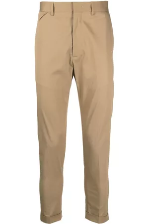 LOW BRAND Men Chinos - Cropped stretch-cotton chino trousers - Brown