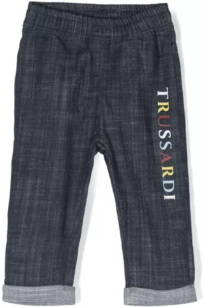 Trussardi Stretch Jeans - Logo-print cotton jeans - Blue