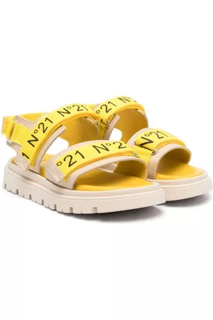 Nº21 Flat Shoes - Logo-print flat sandals - Yellow