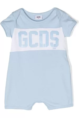 GCDS Rompers - Logo-print cotton romper - Blue