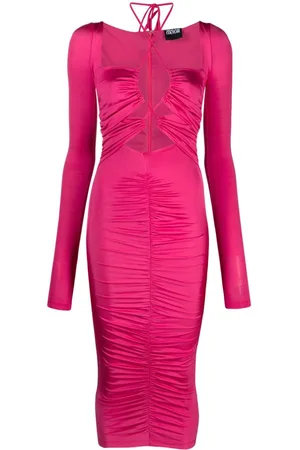 VERSACE Cut-out lace-up midi dress