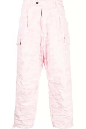 MACKINTOSH Men Cargo Pants - Camouflage-jacquard cropped cargo trousers - Pink