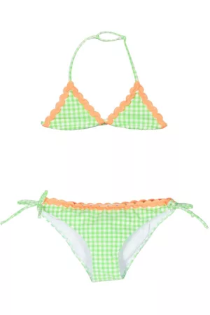 MC2 SAINT BARTH Girls Bikinis - Holly vichy contrast-trim bikini - Green