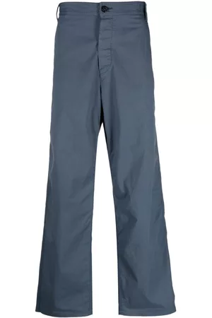 Stone Island Men Wide Leg Pants - Wide-leg cotton trousers - Blue