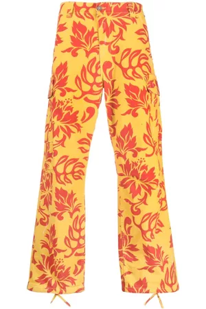 ERL Cargo Pants - Tropical floral-print cargo-trousers - Orange