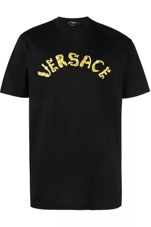 VERSACE Men T-Shirts - Seashell Baroque logo cotton T-Shirt - Black