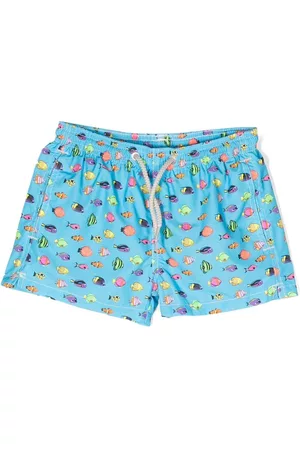 MC2 SAINT BARTH Boys Swim Shorts - Fish-print swim shorts - Blue