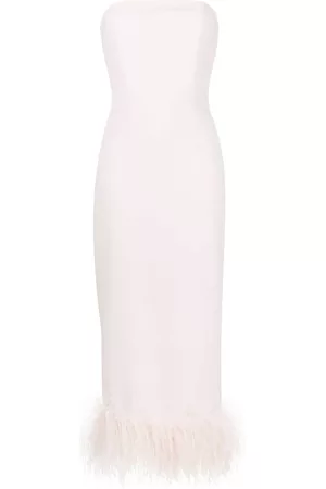 16Arlington Women Strapless Dresses - Minelli feather-trim strapless dress - Neutrals