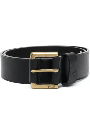 Ralph Lauren Men Belts - Embossed-logo leather belt - Black
