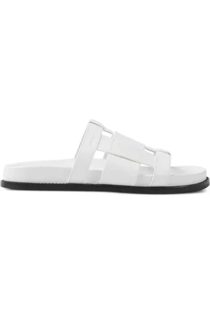 Burberry Women Sandals - Logo-debossed woven leather slides - White