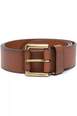 Ralph Lauren Men Belts - Embossed-logo leather belt - Brown