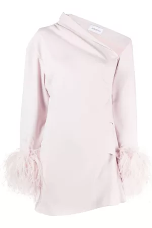 16Arlington Women Party Mini Dresses - Adelaide feather-cuff minidress - Neutrals