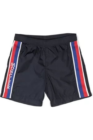 Moncler Boys Swim Shorts - Logo-print swim shorts - Blue