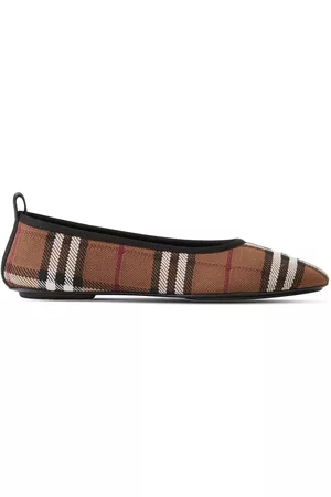 Burberry Women Ballerinas - Check-print ballerina shoes - Brown