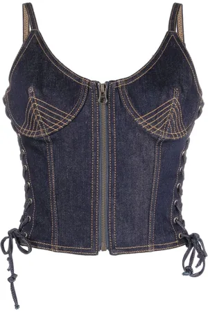 Jean Paul Gaultier Contrast-stitching denim corset top