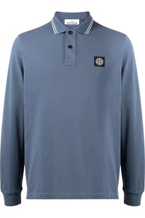 Stone Island Men Polo T-Shirts - Piqué logo-patch polo shirt - Blue