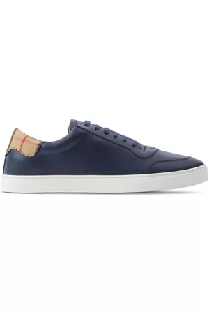 Burberry Men Low Top Sneakers - Checked leather sneakers - Blue