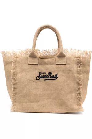 MC2 SAINT BARTH Women Beach Bags - Vanity embroidered-logo beach bag - Neutrals