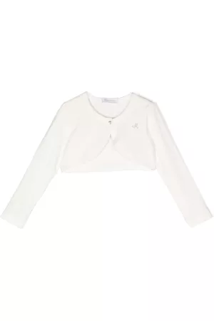 MONNALISA Sweatshirts - Embellished-logo bolero cardigan - White