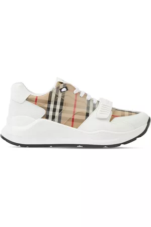 Burberry Men Low Top Sneakers - Vintage check-pattern sneakers - White