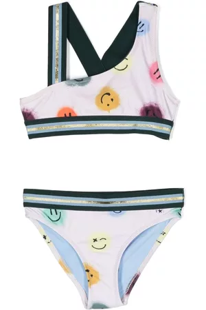 Molo Girls Bikini Sets - Smiley face-print bikini set - Neutrals