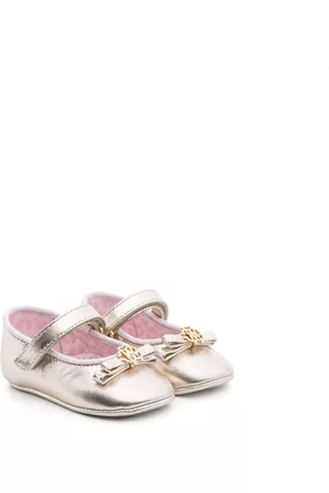 Roberto Cavalli Sandals - Closed-toe logo-plaque sandals - Gold